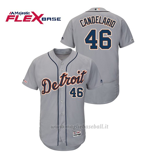 Maglia Baseball Uomo Detroit Tigers Jeimer Candelario 150th Aniversario Patch Flex Base Grigio